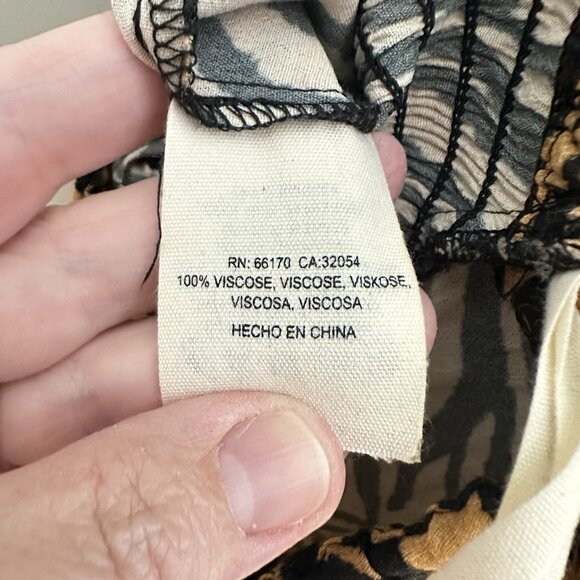 KACHEL BY ANTHROPOLOGIE tiger jumpsuit smocked wide leg long sleeve brown 6 - Picture 9 of 9